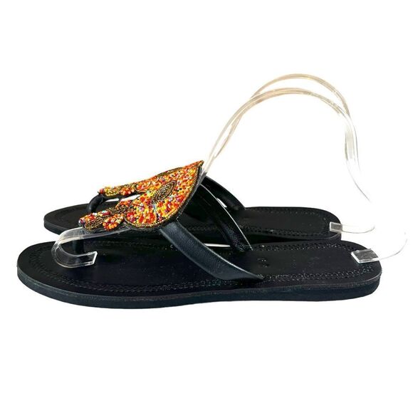 African Maasai Beaded Leather Sandals - Picture 4 of 9